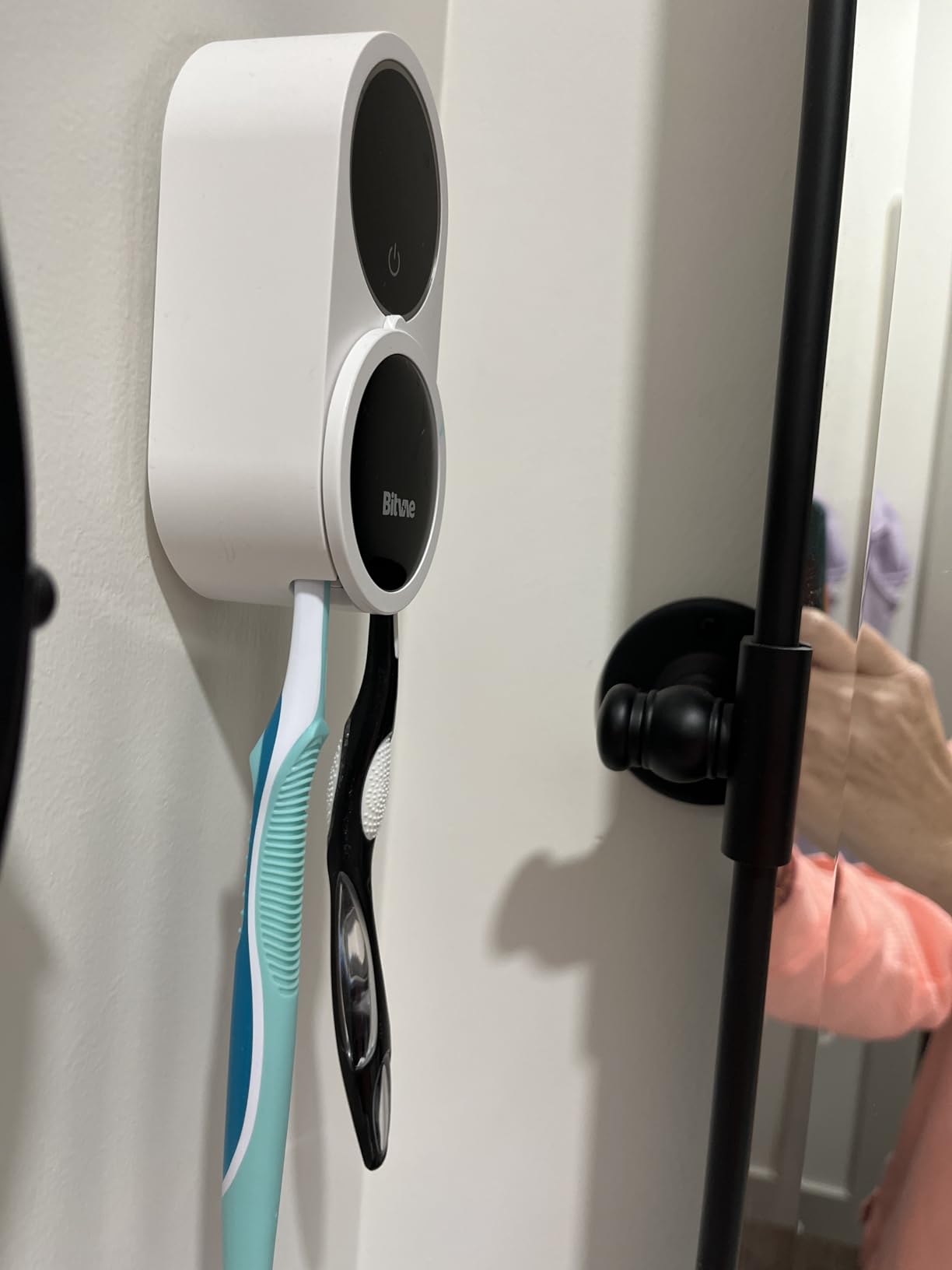 iHave Toothbrush Sanitizer Holder with UVC & 100M Negative Ions: Auto-Cycle for 360° Disinfection, Mold & Odor Removal | USB Toothbrush Holders Wall Mounted with Wave Sensor, LED, Heated & Fan Drying customer photo 2