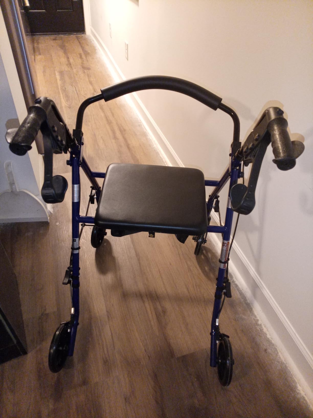 Caring 4-Wheel Rollator Walker for Seniors - Blue Rolling Walker with Seat, Hand Brakes & Storage - Heavy Duty Frame Supports 350 lbs - Foldable Mobility Aid customer photo 2
