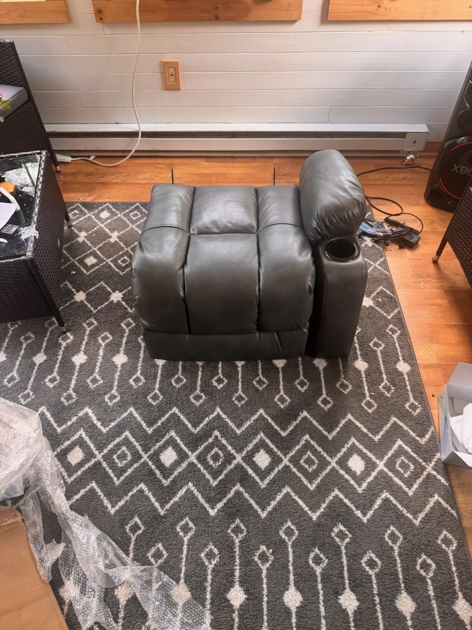 PARKOL Large Infinite Position Leather Power Lay Flat Lift Studded Recliner Chairs for Elderly, Dual Motor with Massage and Heating, Extended Footrest, USB&Type-C Port Remote, Cup Holder Brown customer photo 2
