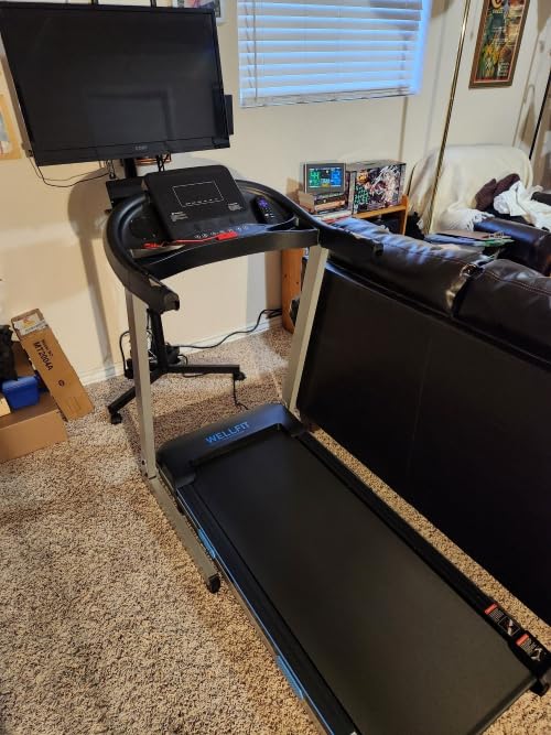 WELLFIT Auto Incline Folding Treadmill - 10% Incline Desk Walking Pad Treadmill with Handlebar, 400 lbs Heavy-Duty Capacity, Space-Saving Quiet Under-Desk Design for Home Office, Seniors & Fitness customer photo 2