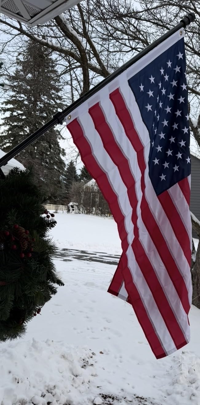 American Flag with Pole for House Outside, Including 5Ft Heavy Duty Flag Aluminum Poles Kit and 100% Polyester 3x5 ft US Flag, No Tangle Spinning Pole and Multi-Position Flag Pole Bracket customer photo 2