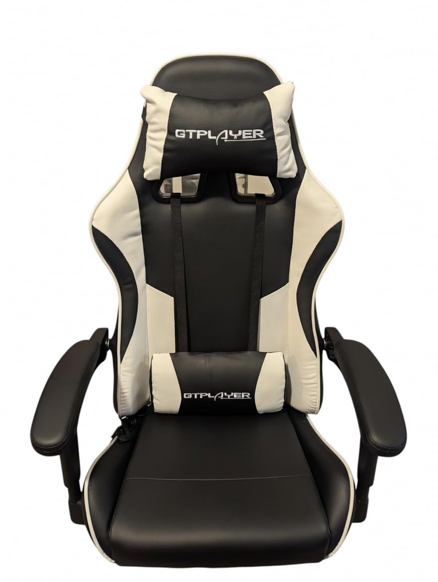 GTPLAYER Gaming Chair, Computer Chair with Footrest and Lumbar Support, Height Adjustable Game Chair with 360°-Swivel Seat and Headrest and for Office or Gaming (Snow White) customer photo 1
