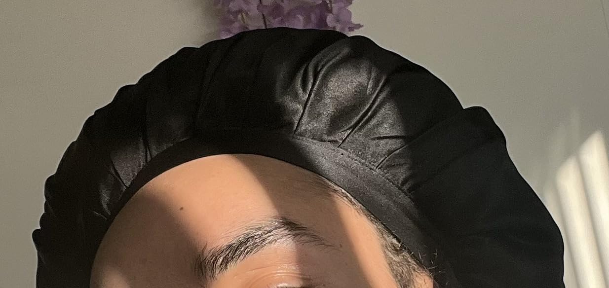 Kaome 100% Mulberry Silk Bonnet for Sleeping Women, 22 Momme Double Layer Silk Hair Wrap, Non-Slip Sleep Cap with Adjustable customer photo 1