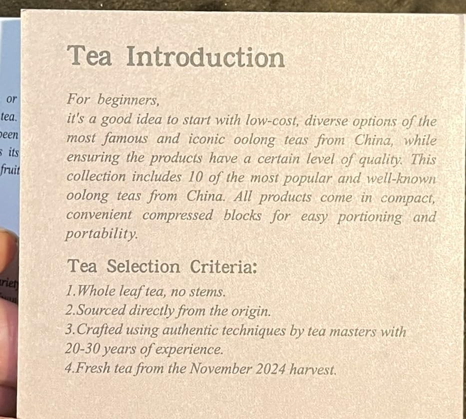iTeaworld Chinese Tea Collection - Top 10 Classic Oolong Tea Sampler, Chinese Loose Leaf Tea Sampler, 10 Classic Oolong Varieties, No Sugar or Additives, Boxed Beginner Tea Gift Set, 20 Individually Wrapped Mini Tea Cakes, 5g/Piece, 3.52oz customer photo 2