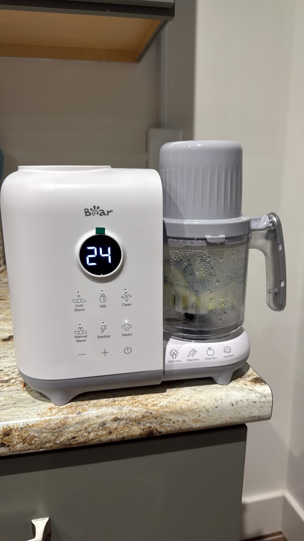 Bear Baby Food Maker with 18.5oz Dual-Layer Steam Baskets, OneStep Baby Food Processor Steamer Puree Blender Grinder Mills, Auto Cooking Grinding&Sterilizing for Healthy Homemade Baby Food, BPA-Free customer photo 1