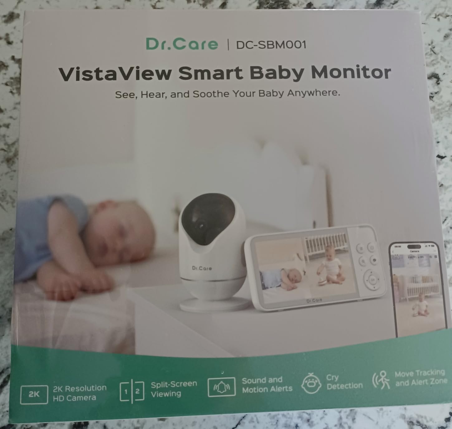 Dr.Care VistaView 5 inch Smart WiFi Baby Monitor with Clip Mount - 2K HD Camera, App Control, Cry and Motion Alerts, Night Vision, 5000mAh Battery, 2-Way Talk, Multi-User, Triple Security customer photo 1