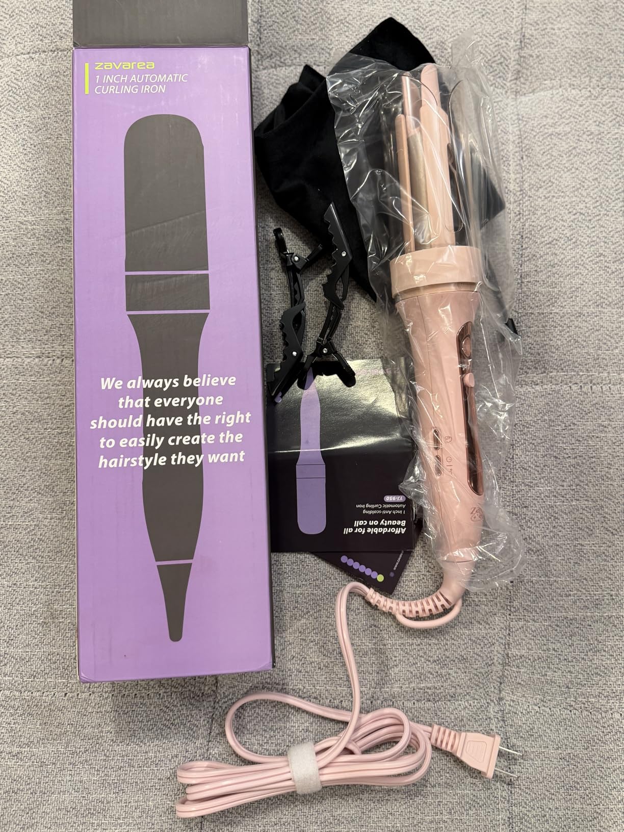 ZAVAREA Automatic Rotating Curling Iron for Long Hair - 1 Inch Curling Wand for Beach Waves & Loose Curls, Easy Hair Curler for Beginners, Anti-Scald & Frizz-Free, Dual Voltage for Travel customer photo 2