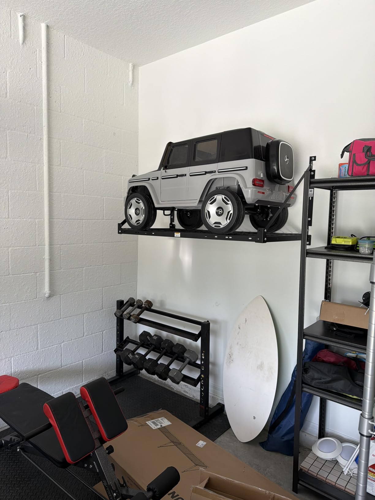 FLEXIMOUNTS 2-Pack 2x4ft Garage Wall Shelving - Heavy Duty Garage Storage Rack, 660lbs Load Capacity with Brace Guardrail, Organization System for Tools, Bins, Utility Room, Pro Series customer photo 1