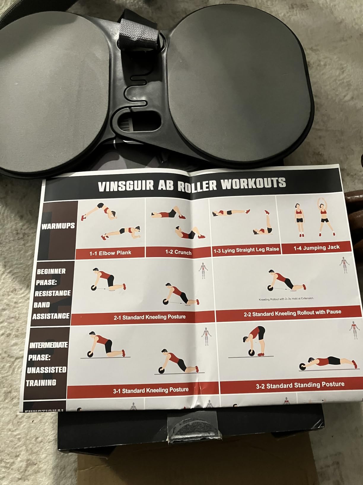 VINSGUIR Ab Roller Wheel for Beginners to Pros, Ab Roller with Adjustable & Detachable Resistance Band, Core Workout Equipment for Home Gym, Abdominal Wheel with Exercise Guide and Knee Pad, Men Women customer photo 2