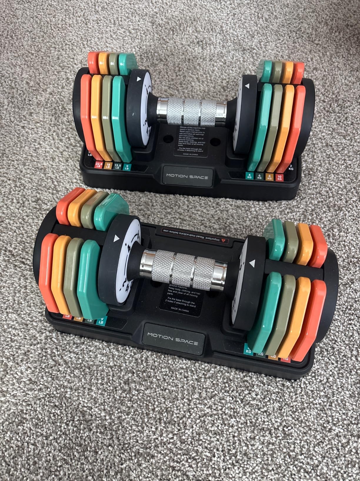 Adjustable Dumbbells Set 22.5LB Pair, 1-Sec Fast Adjustable 5 Free Weights, Premium Comfort Non-slip Metal Handle, Compact Size customer photo 2