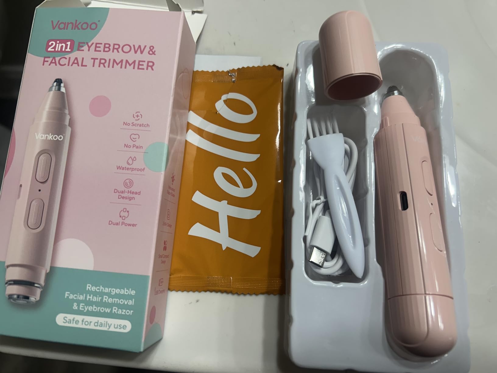 Facial Hair Remover & Eyebrow Trimmer - 2 in 1 Eyebrow & Face Shaver for Women - Rechargeable Face Razors for Women with Built-in LED Lights - Painless Hair Removal for Flawless Skin & Makeup customer photo 1
