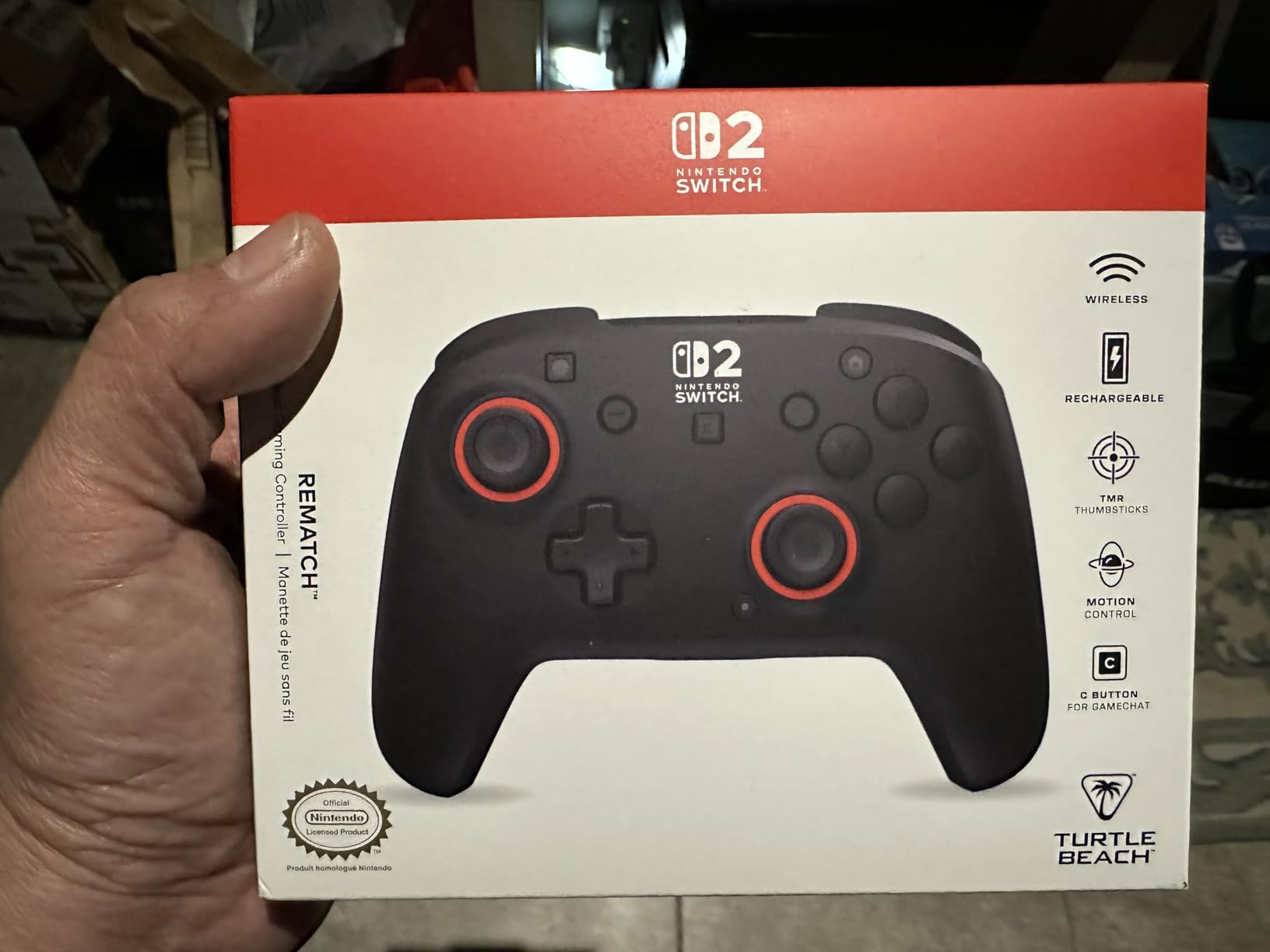 Turtle Beach Rematch Wireless Gaming Controller - Officially Licensed for Nintendo Switch 2, Nintendo Switch/Switch Lite/OLED - TMR Thumbsticks, Rechargeable Battery, Audio Controls - Black/Red customer photo 1