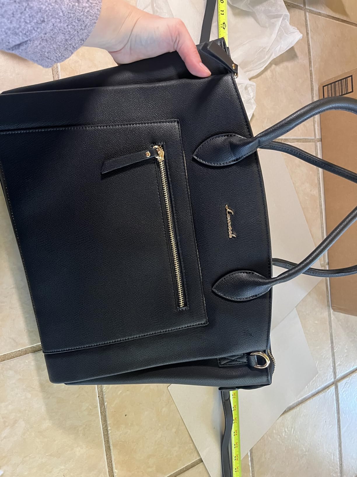 LOVEVOOK Laptop Tote Bag for Women, 15.6 Inch Large Capacity Work Bags Briefcase Purse with Multiple Pockets & Large Bottle Holder, Vegan Leather Business Office Computer Bag for Teacher, Black customer photo 2