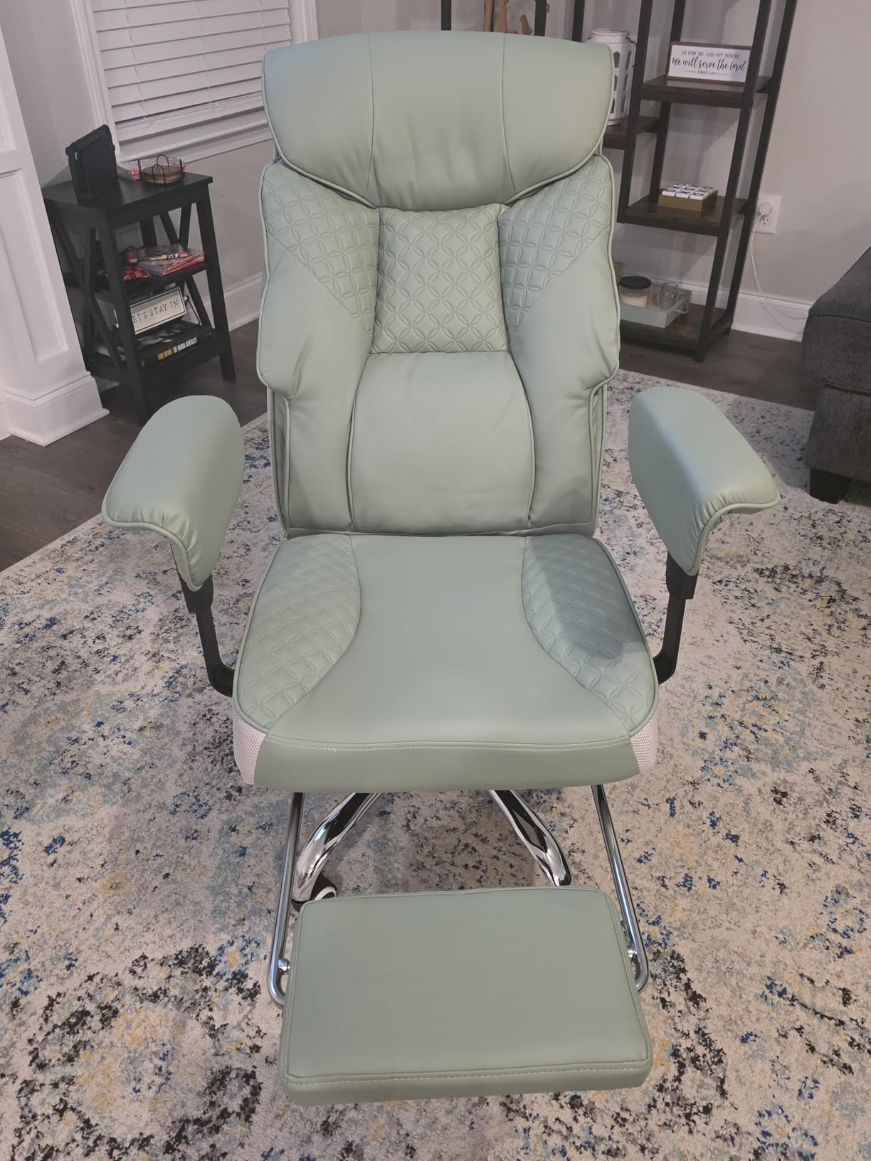 GTPLAYER Big and Tall Office Chair 400LBS Wide Ergonomic Gaming Chair with Deluxe Embossing Designed Leather with Foot Rest, 150°Reclining Adjustable Soft Armrests Pocket Spring Back Support and Pillow customer photo 1