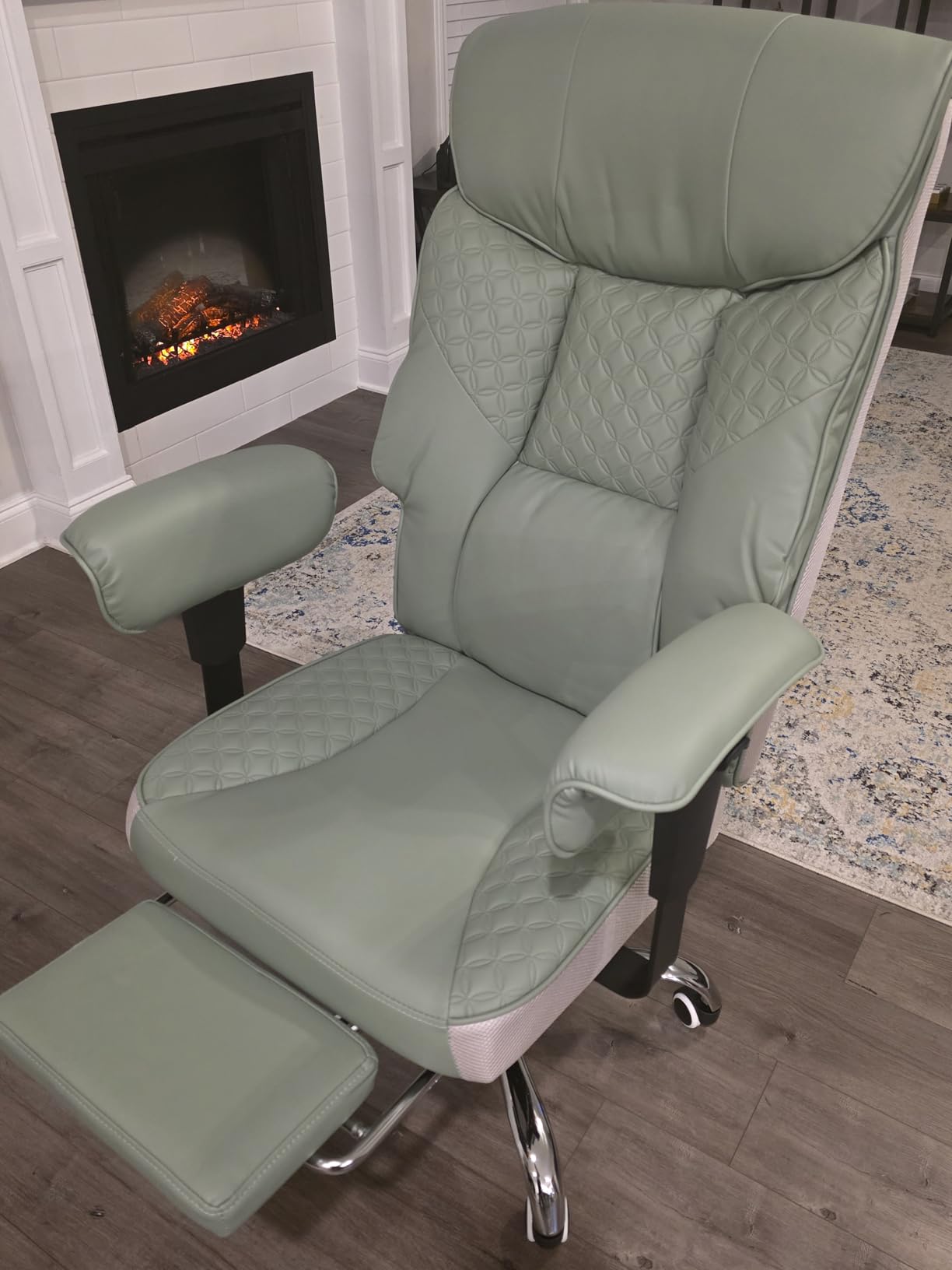 GTPLAYER Big and Tall Office Chair 400LBS Wide Ergonomic Gaming Chair with Deluxe Embossing Designed Leather with Foot Rest, 150°Reclining Adjustable Soft Armrests Pocket Spring Back Support and Pillow customer photo 2