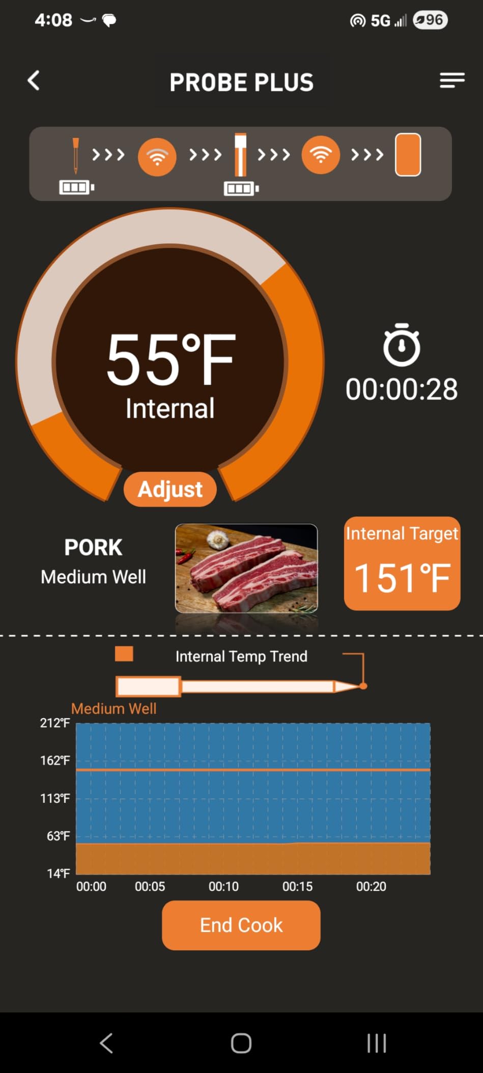 ±0.5°F Accuracy Shows Real-Time Temp Wireless Meat Thermometer: Smart 900ft Bluetooth Keeps Connection Across Wall - Meat Probe Withstands Max 572°F Heat Oven Safe Easy Setup App for BBQ Smoker Grill customer photo 2