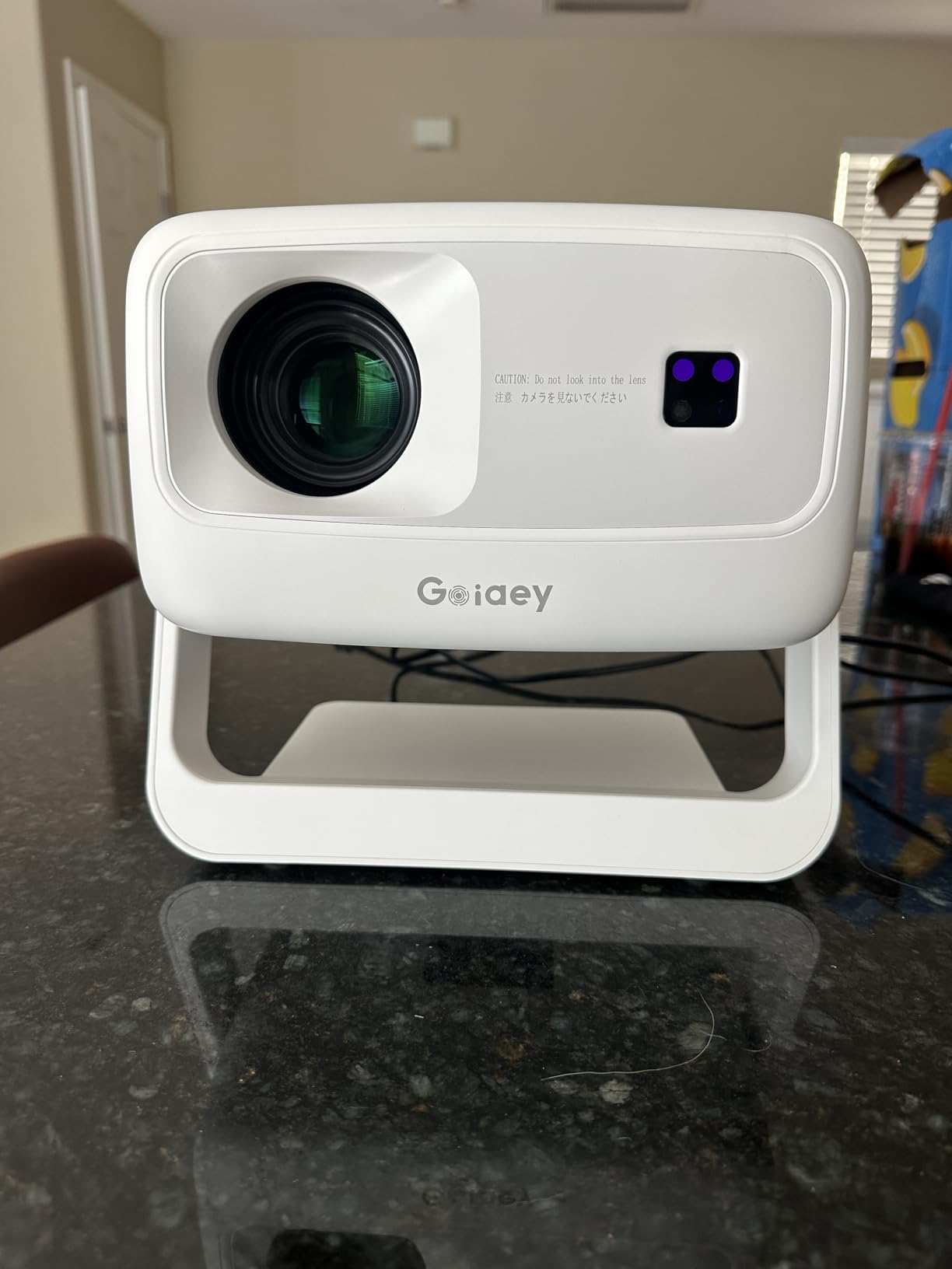 [10,000+ Licensed Apps/Live TV/Ultra Bright/65W Dolby Audio] Outdoor-4K Projector with WiFi and Bluetooth, Goiaey Smart Projector with 360°Stand, HDR10+, AI Auto Focus/Keystone, Short Throw Proyector customer photo 2