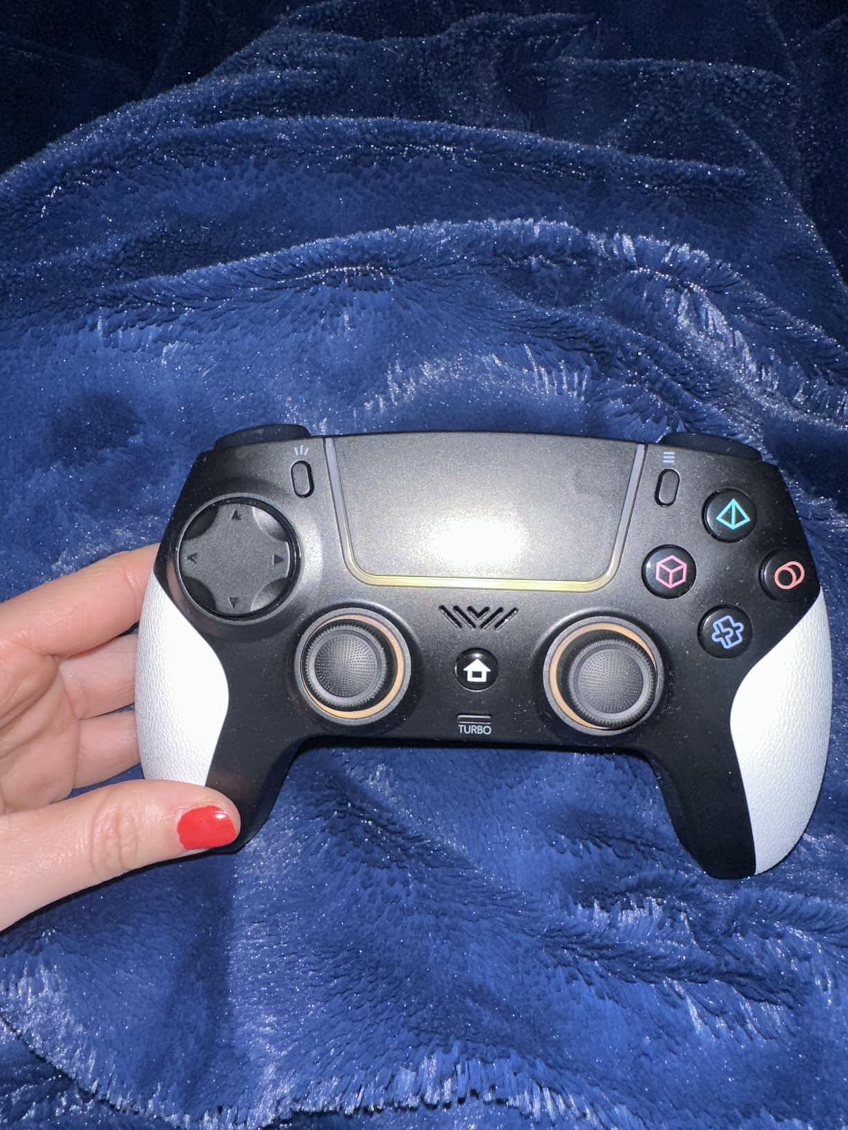 Wireless Controller for PS5 with RGB LED,TURBO, Dual Vibration, 6 Axis Gyro Sensor, Touchpad, Ergonomic for Playstation 5 Controller, Compatible with PlayStation 5/PC/Mac, Anti-Slip Black and White customer photo 1