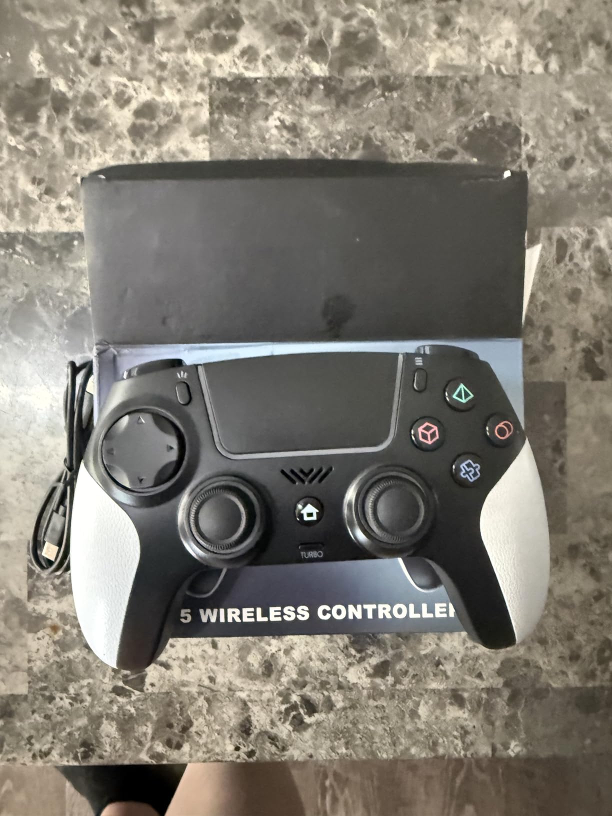 Wireless Controller for PS5 with RGB LED,TURBO, Dual Vibration, 6 Axis Gyro Sensor, Touchpad, Ergonomic for Playstation 5 Controller, Compatible with PlayStation 5/PC/Mac, Anti-Slip Black and White customer photo 2