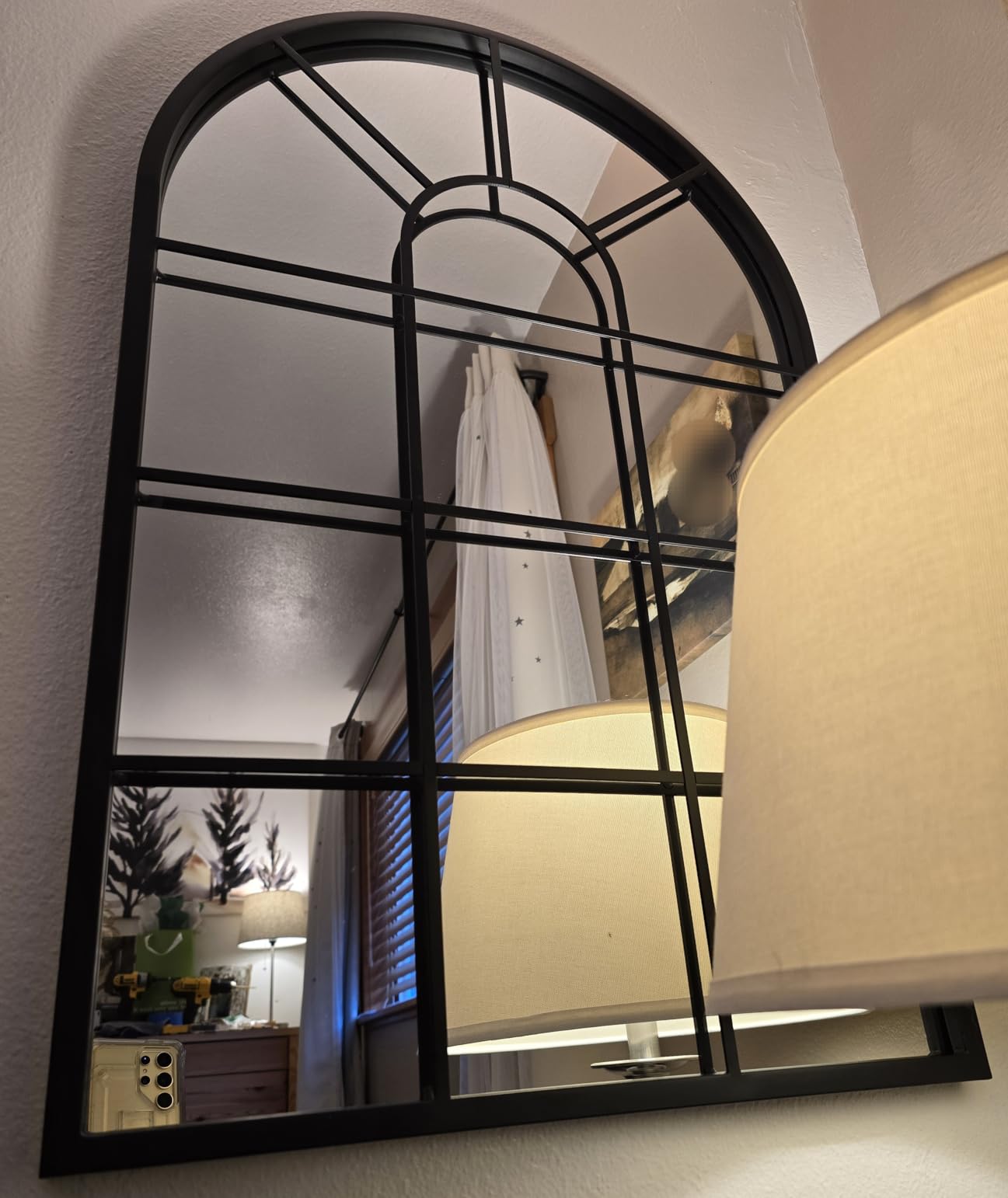 64x30Inch Large Arched Window Pane Mirror| Black Arched Mirrors for Wall & Floor | Arch Mirror Full Length for Entryway Living Room & Bedroom | Oversized Mirrors | Wall Art Decorative |Farmhouse Décor customer photo 2