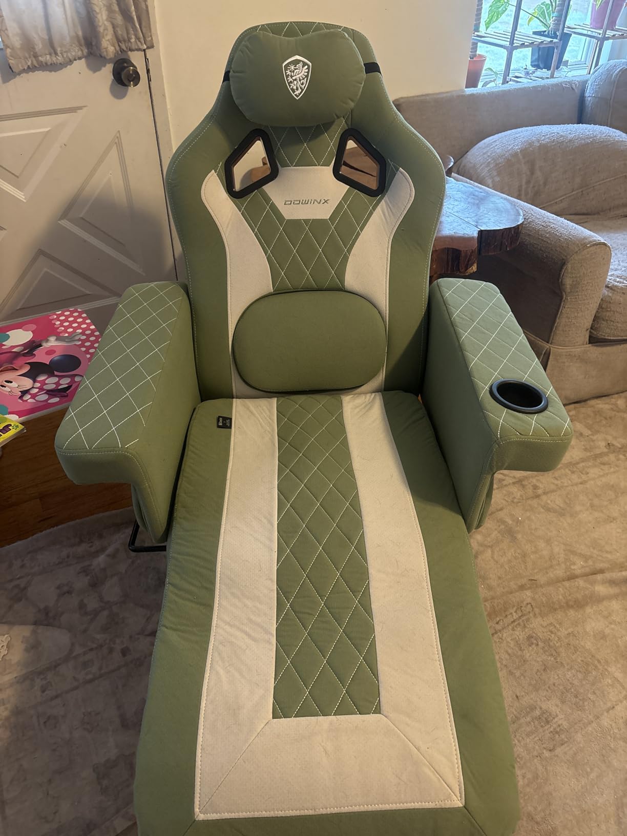 Dowinx Racing Style Gaming Recliner Chair with Massage Lumbar Support, Footrest, Cup Holder, Side Pouch, High Back Ergonomic Video Game Chair Reclining No Wheels Heavy Duty customer photo 1