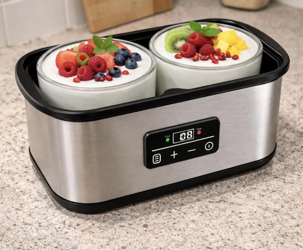 Yogurt Maker with Two Containers, Yogurt Maker Machine with Adjustable Temperature & Time Control, Automatic Shut-Off & Constant Temper for Homemade Probiotic Yogurt, Promoting Gut Health customer photo 1