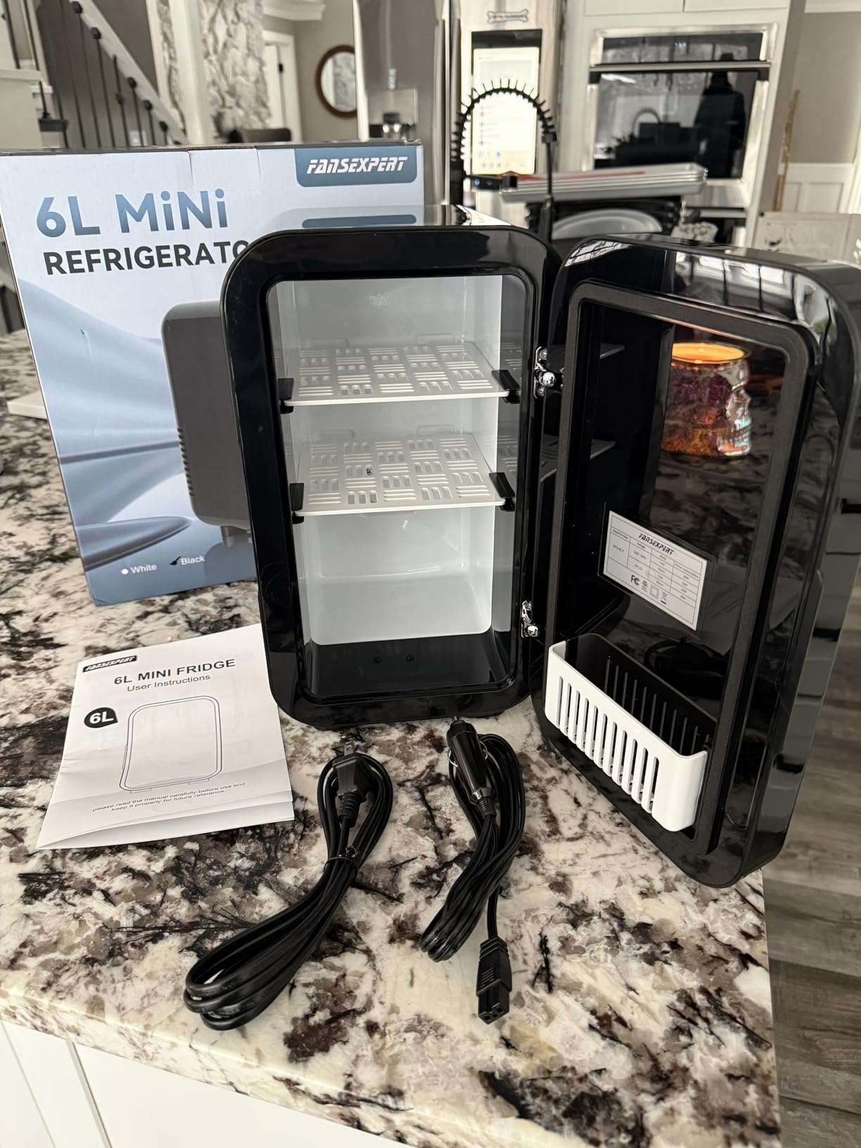 Skincare Fridge with Glass Panel, 6L Mini Fridge for Home/Car, AC/DC Portable Thermoelectric Cooler and Warmer, Makeup Mini Compact Refrigerator for Skincare Cosmetics Food Drinks (White) customer photo 2
