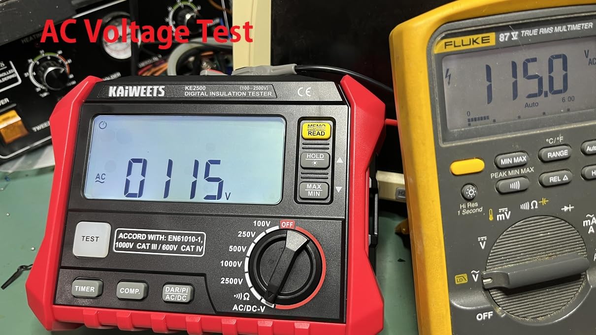 KAIWEETS Insulation Resistance Tester, Up to 200GΩ, Pro Megohmmeter, 5 Range 100V/250V/500V/1000V/2500V, One-Toch DAR/PI, Max/Min, Measures Resistance, AC/DC Voltage for HVAC, Motors, Solar, KE2500 customer photo 2