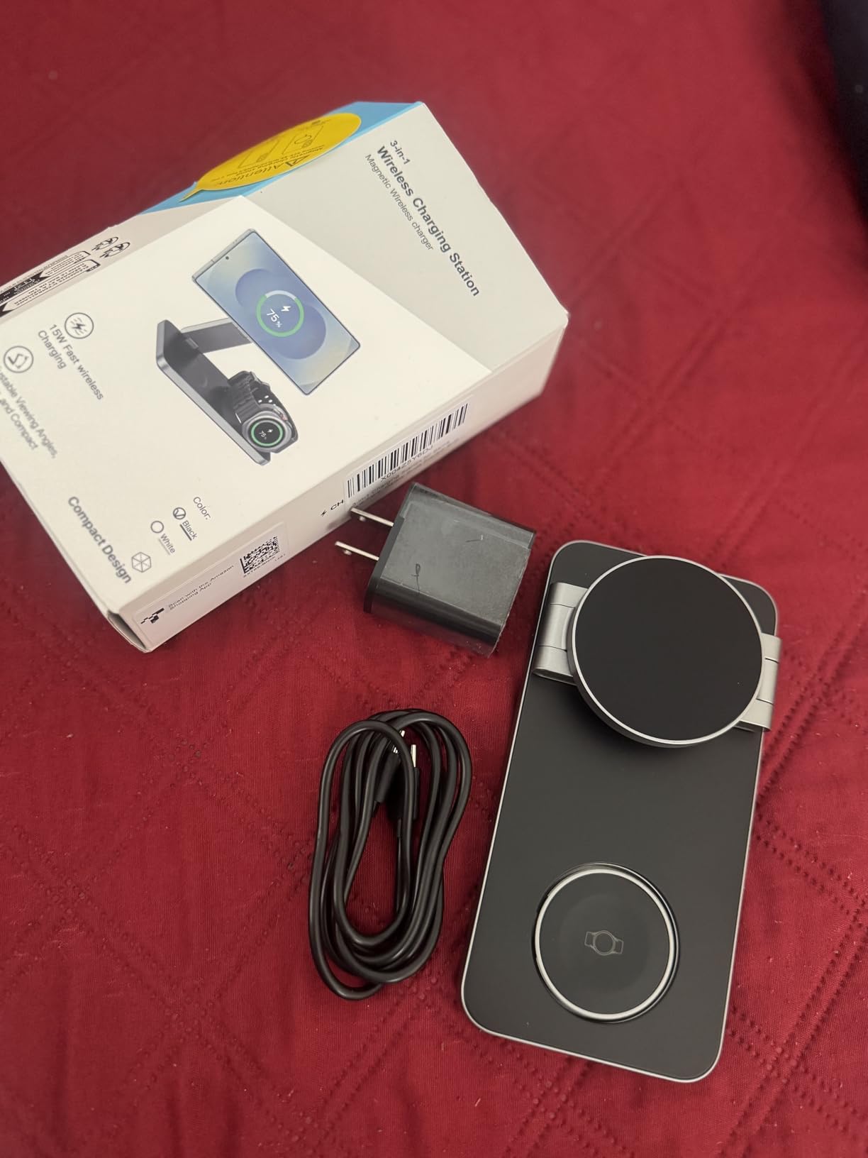 3-in-1 Charging Station for Samsung, Magnetic Fast Wireless Charger Stand Compatible with MagSafe for Galaxy S26/S25/S24/S23/Z Fold/Flip Series, Galaxy Watch Ultra/8/7/6/5, Galaxy Buds Pro/4/3/2 customer photo 2