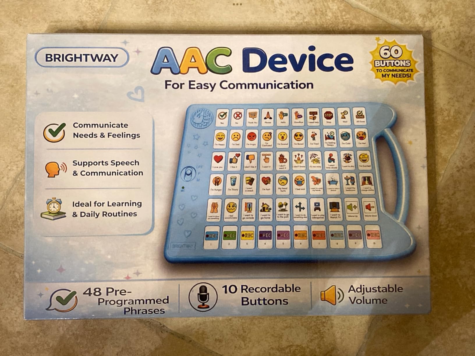 Brightway AAC Device for Autism, Non Verbal Communication Board for Kids & Adults | Tools for Delayed Speech Therapy & Stroke Recovery - 60 Total Buttons, 10 Recording Buttons, & Adjustable Volume customer photo 2