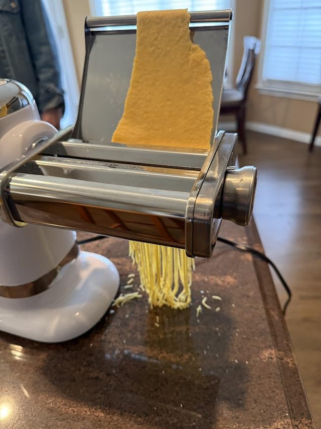GVODE Electric Pasta Maker - 3-in-1 All Metal Pasta Sheet Roller & Cutter Set 700W Max Motor, includes Fettuccine & Spaghetti Maker with Cleaning Brush and Roller Guider, Stainless Steel Silver customer photo 2