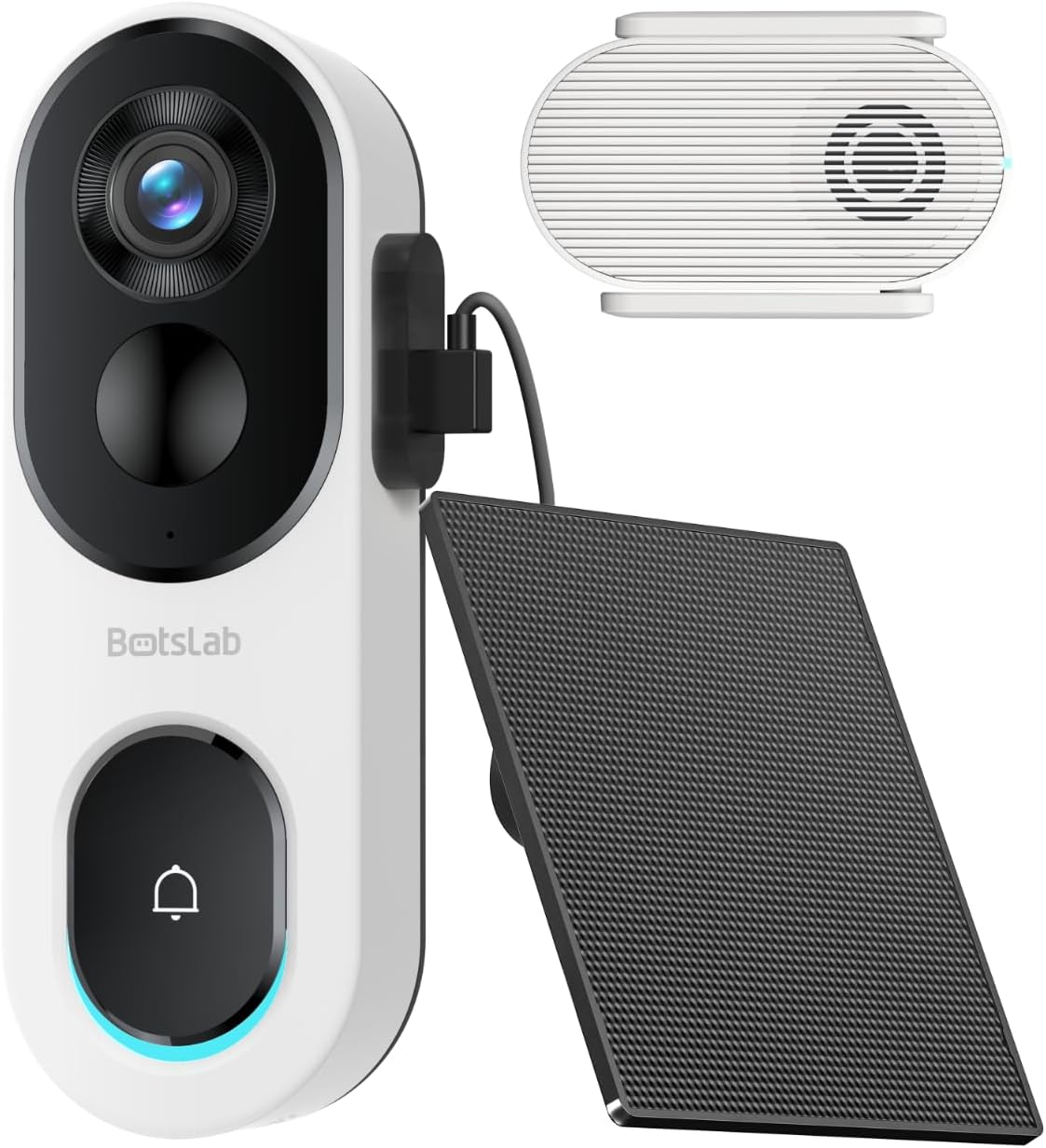 BOTSLAB 2K Doorbell Camera Wireless with Solar Panel, Nonstop Power Video Doorbell with Head-to-Toe View, No Monthly Fee, 2-Way Audio, Human Detection, 5200mAh Battery, 2.4Ghz WiFi customer photo 1