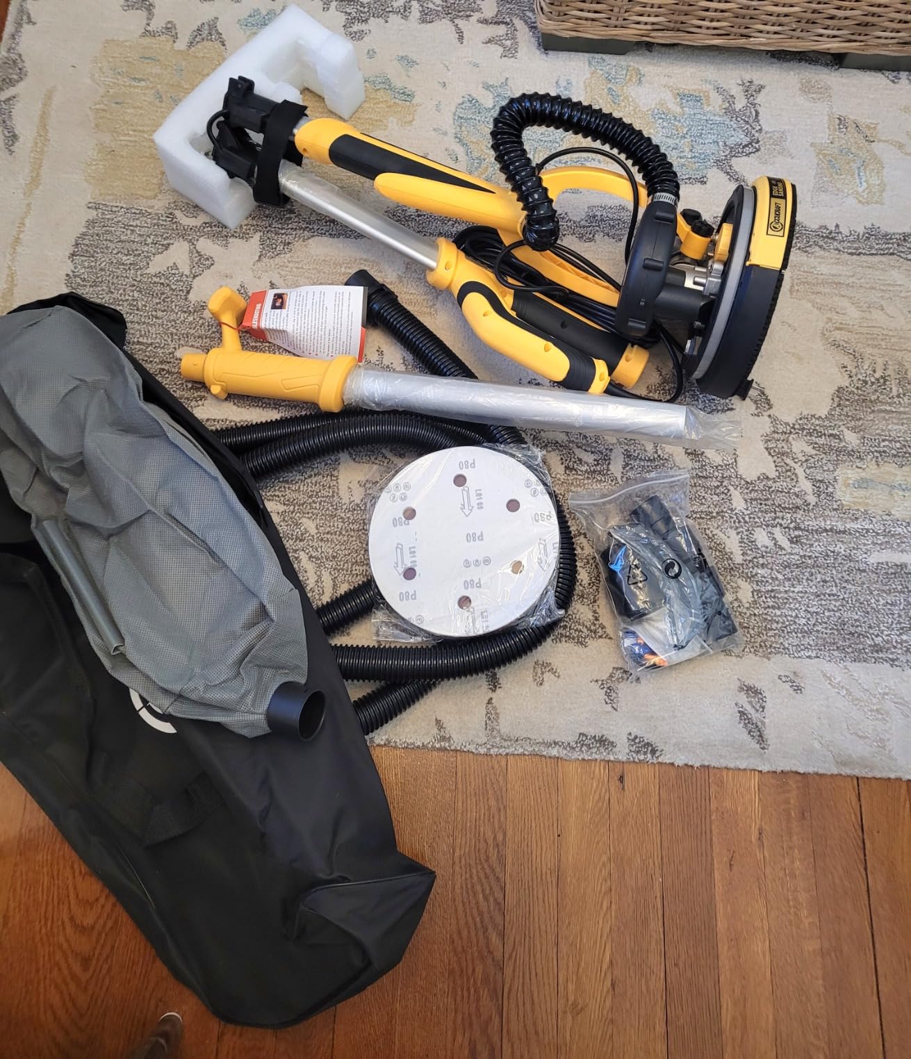 Drywall Sander, 950W 8.5A Electric Drywall Sander with Vacuum Dust Collector, 9 Variable Speed 800-2100RPM, Foldable & Extendable Handle, Wall Sander for Popcorn Ceiling, Drywall Pole Sander customer photo 2