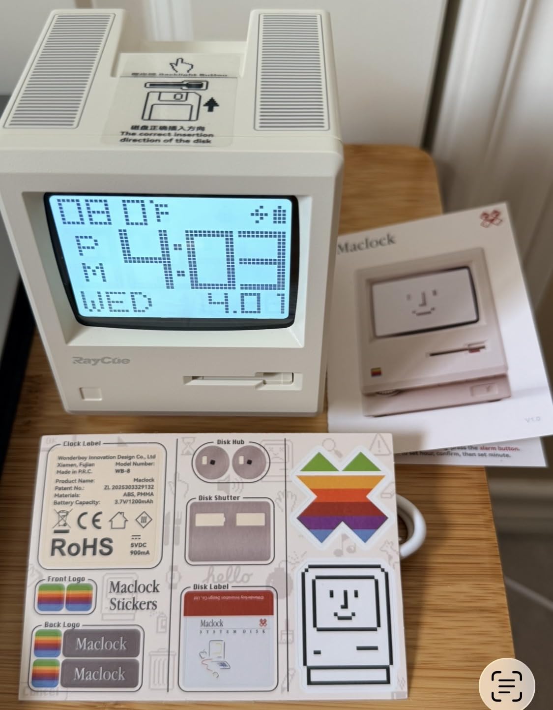 RayCue Maclock WB-8 Retro Pixel Alarm Clock - 1984 Computer-Inspired USB Desk Clock with Pixel Display, Multiple Alarms & Adjustable Brightness customer photo 1