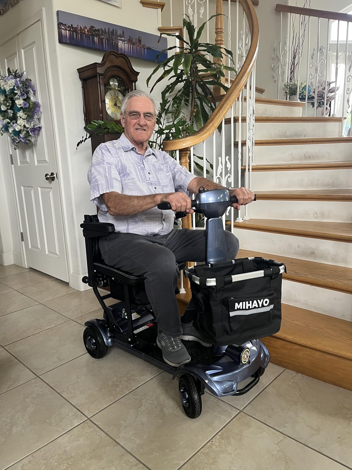 MIHAYO Lightweight 4-Wheel Mobility Scooter for Seniors and Adults, Airline Approved 24 Miles Range Electric Scooter with 280 lbs Capacity, 350W Motor and 112L Storage Wagon, Slate Blue customer photo 2