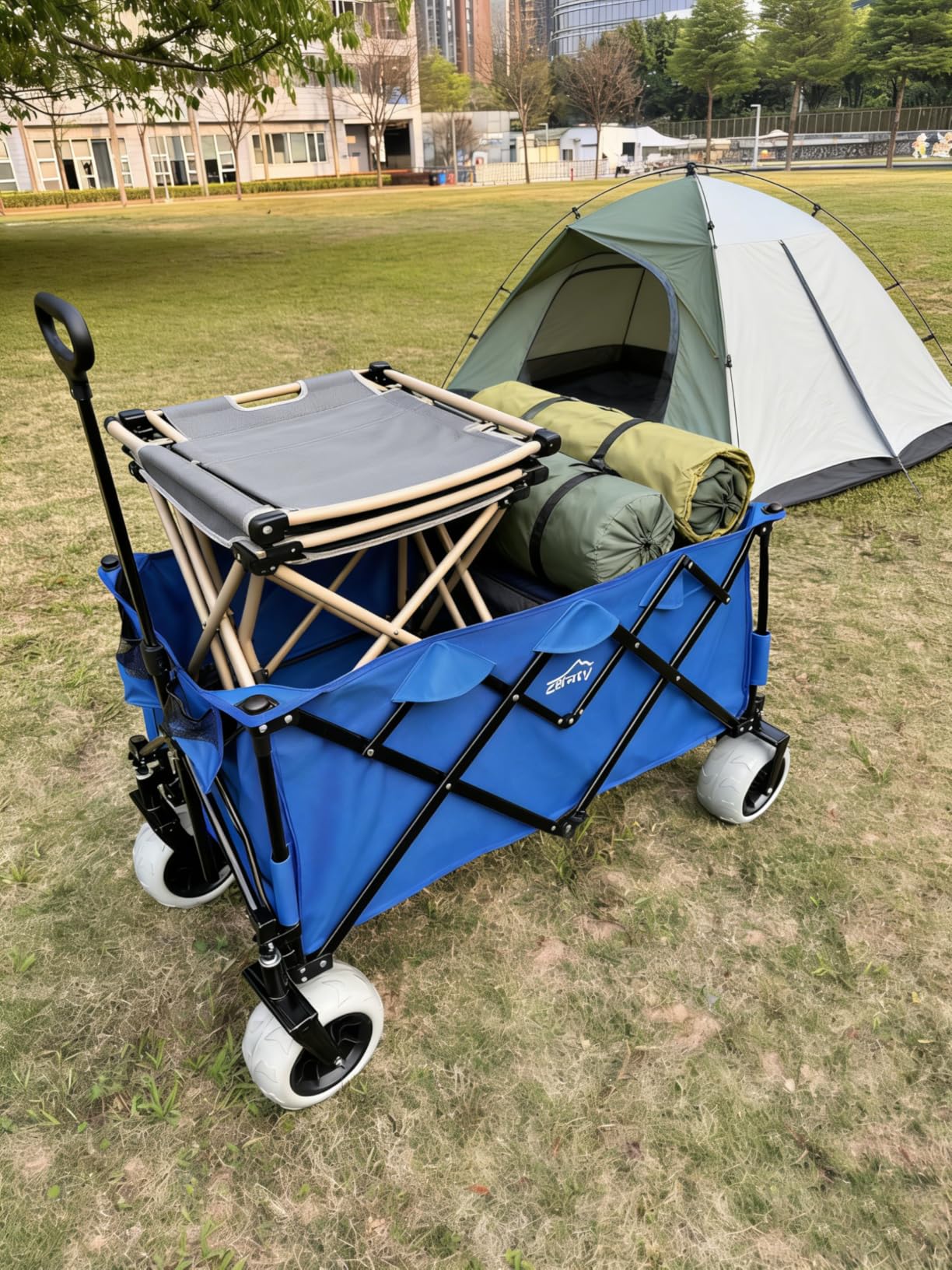 Zeraty Beach Wagon with Big Wheels for Sand, Heavy Duty All Terrain Wagons Carts Foldable with Solid 9