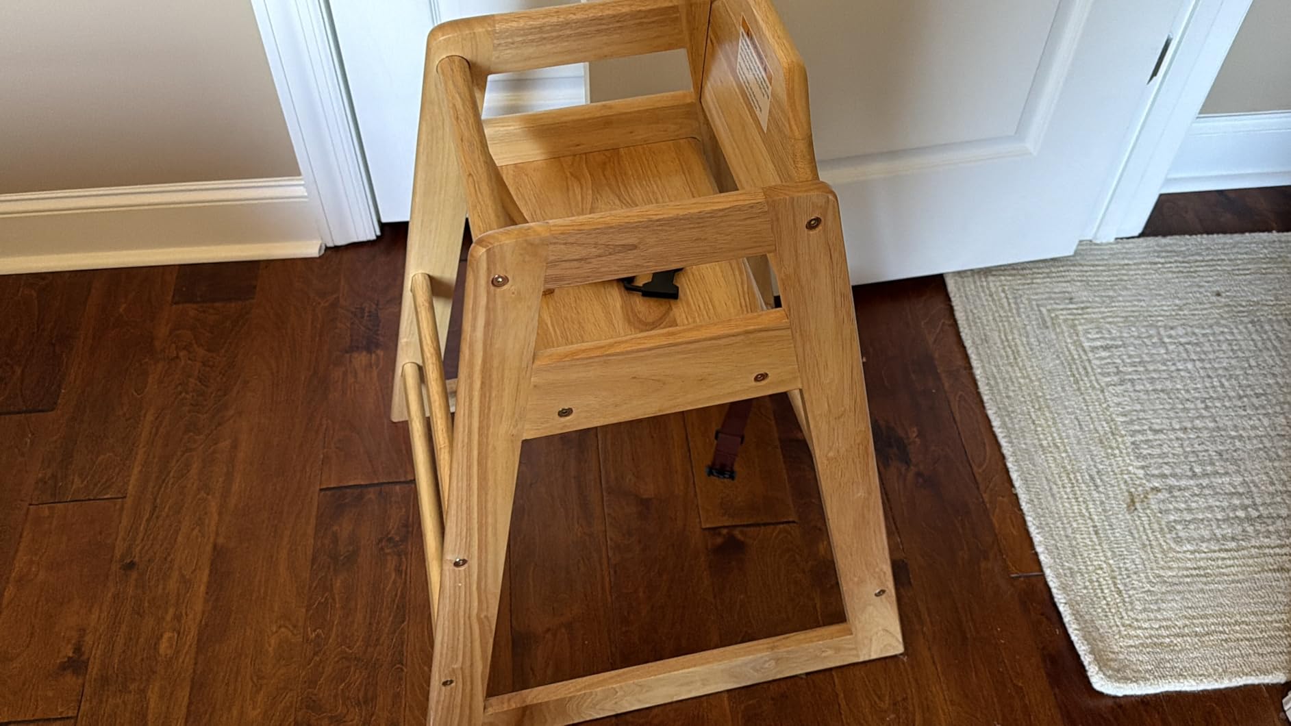 LA Baby Wooden High Chair - Restaurant Style Solid Wood Highchair for Babies and Toddlers - ASTM F404 Safety Certified - Stackable Design - Natural customer photo 1