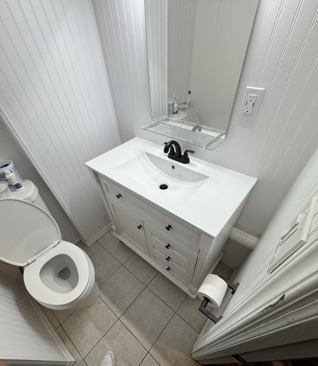 LIKIMIO 30 Inch Bathroom Vanity with Sink, Towel Holder & Adjustable Solid Wood Legs for Uneven Floor, Modern Bathroom Storage Cabinet with Tip-Out Drawer, 2 Drawers & Adjustable Shelf, Nature customer photo 1