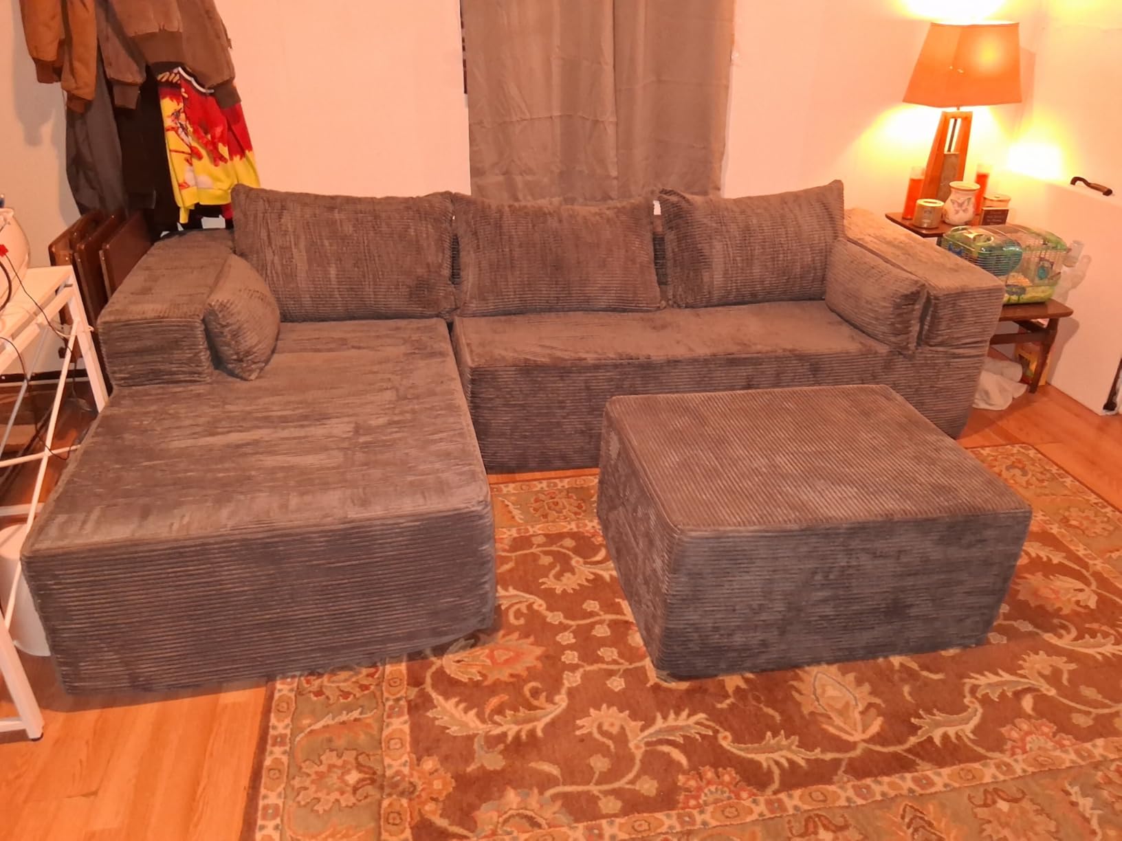 GRUSIGN Cloud Sectional Boneless Couches for Living Room, Modular L Shaped Couch with Deep Seat Oversized Right Facing Chaise, Memory Foam Compressed Spineless 3 Seater Sofa for Apartment, Black customer photo 1