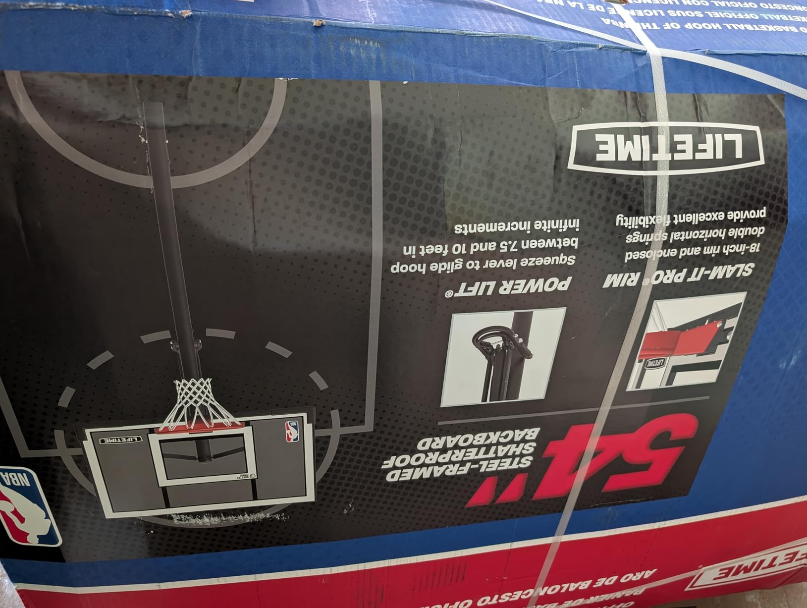 Lifetime NBA In-Ground Basketball Hoop, 54 Inch Shatterproof Backboard, Adjustable Height 7.5-10 Ft, Power Lift Adjust, Slam-It Pro Rim customer photo 1