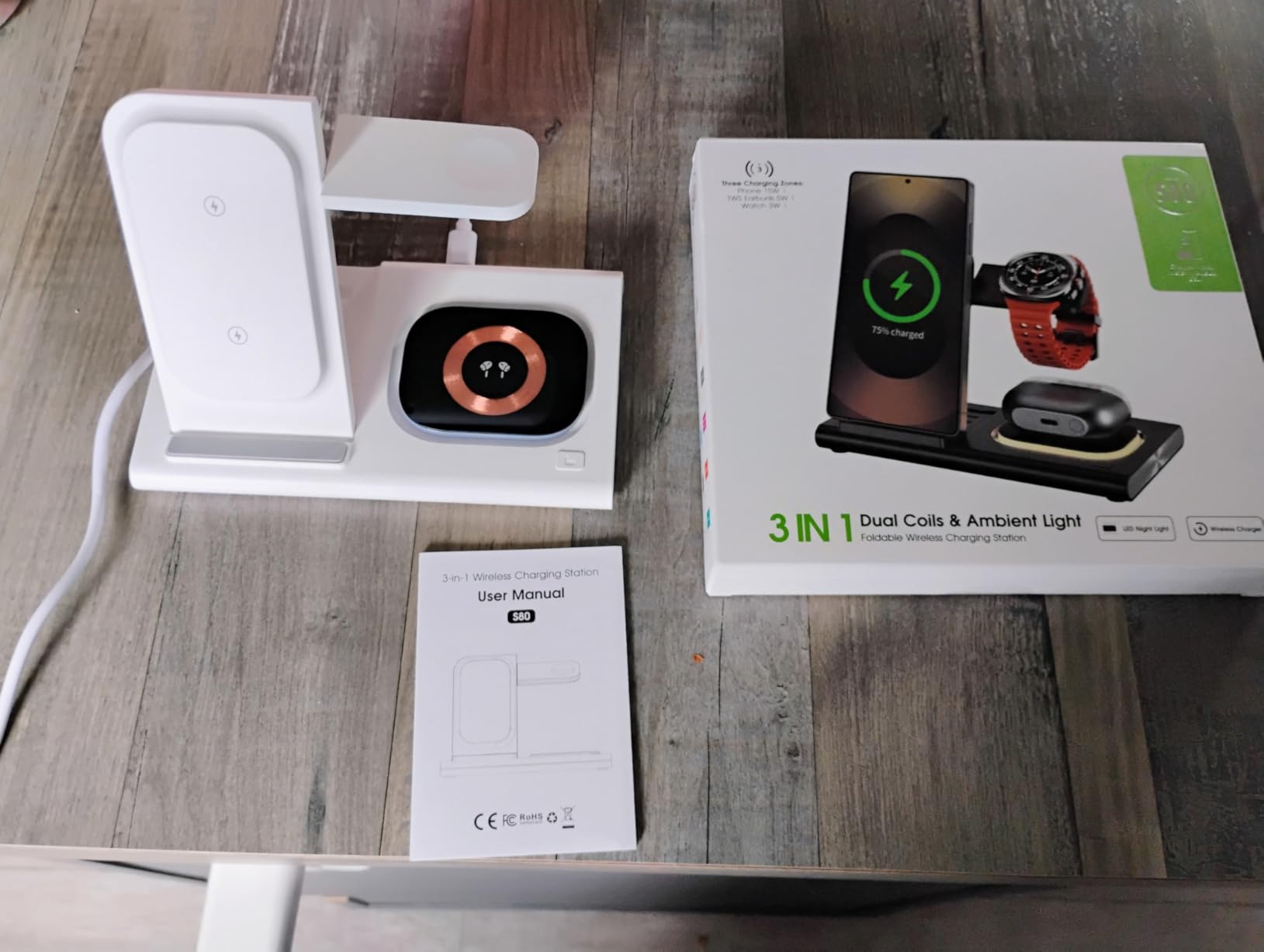 Wireless Charger for Samsung Charger (Foldable & Nightlight),3 in 1 Charging Station for Samsung S26 Ultra/S25/S24/S23/S22/Note20 Z Fold Flip7, Travel Charger for Galaxy Watch 8/7/6/5/4/3/Galaxy Buds4 customer photo 1