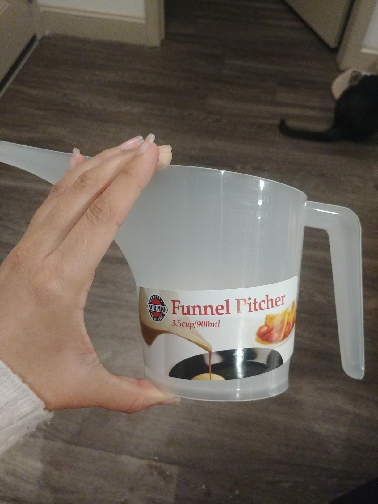 NORPRO Funnel Pitcher, 3.5-Cup, White - Easy Pour Measuring Cup with Long Spout for Soap Making, Baking customer photo 1