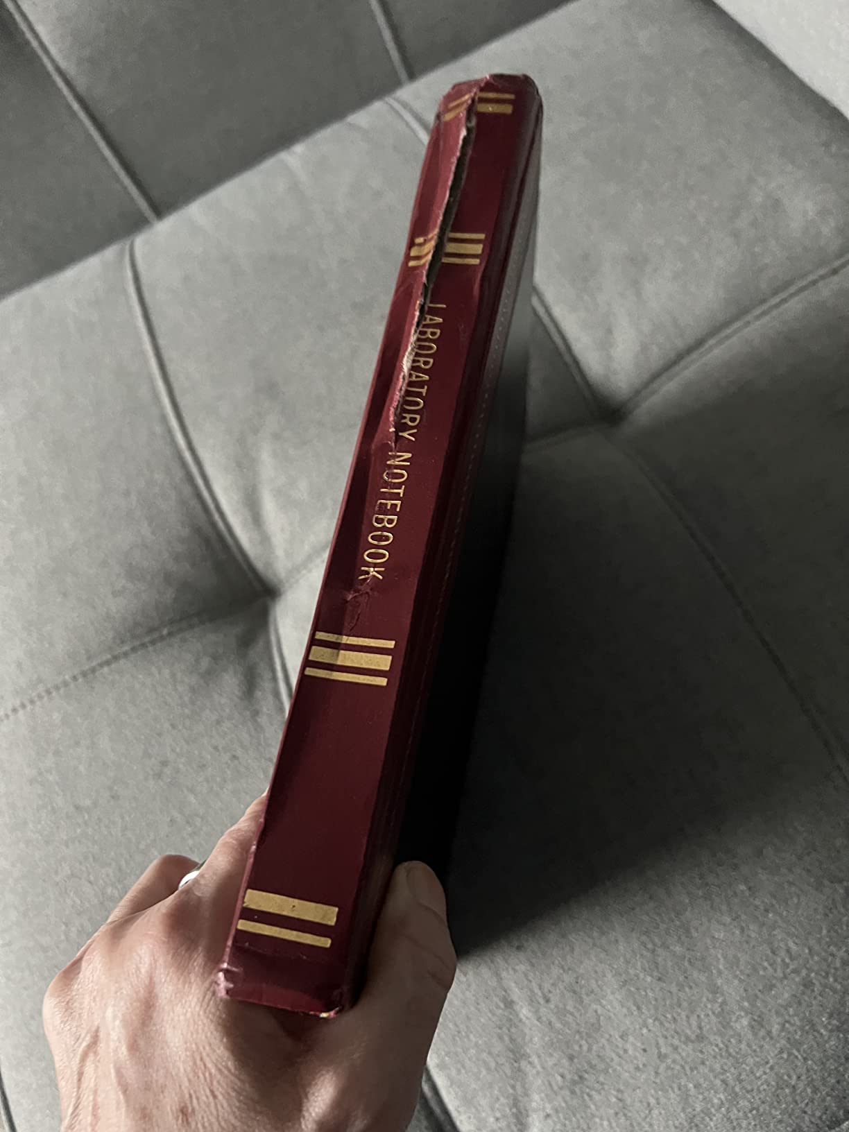 BookFactory Lab Notebook Laboratory Notebook - Professional Grade - 96 Pages, 8'' x 10'' (Ruled Format) Black and Burgundy Imitation Leather Cover, Section Sewn Hardbound (Made in USA) customer photo 2