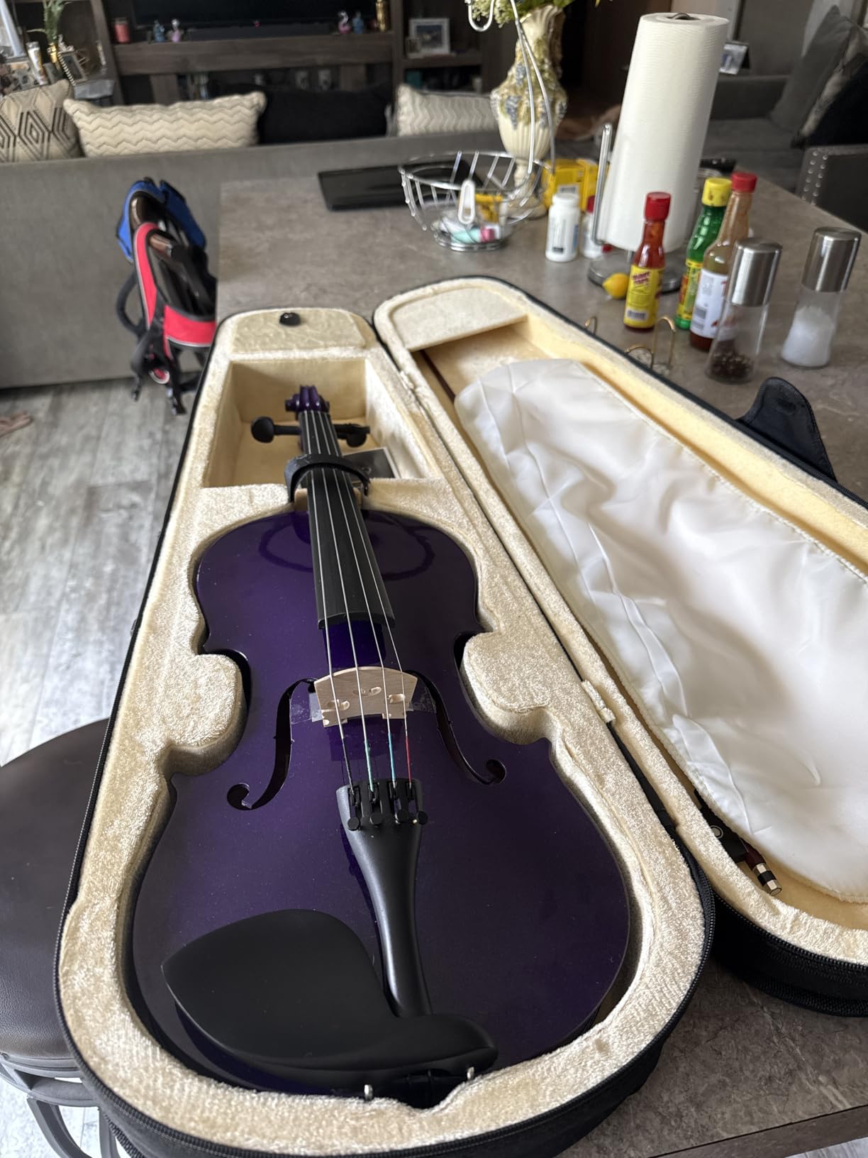 Mendini by Cecilio 16-Inch Solid Wood Viola Set for Beginners - Hand Carved Acoustic Viola Kit with Hard Case, Bow, Rosin, Bridge and Extra Strings (Natural Varnish) customer photo 2