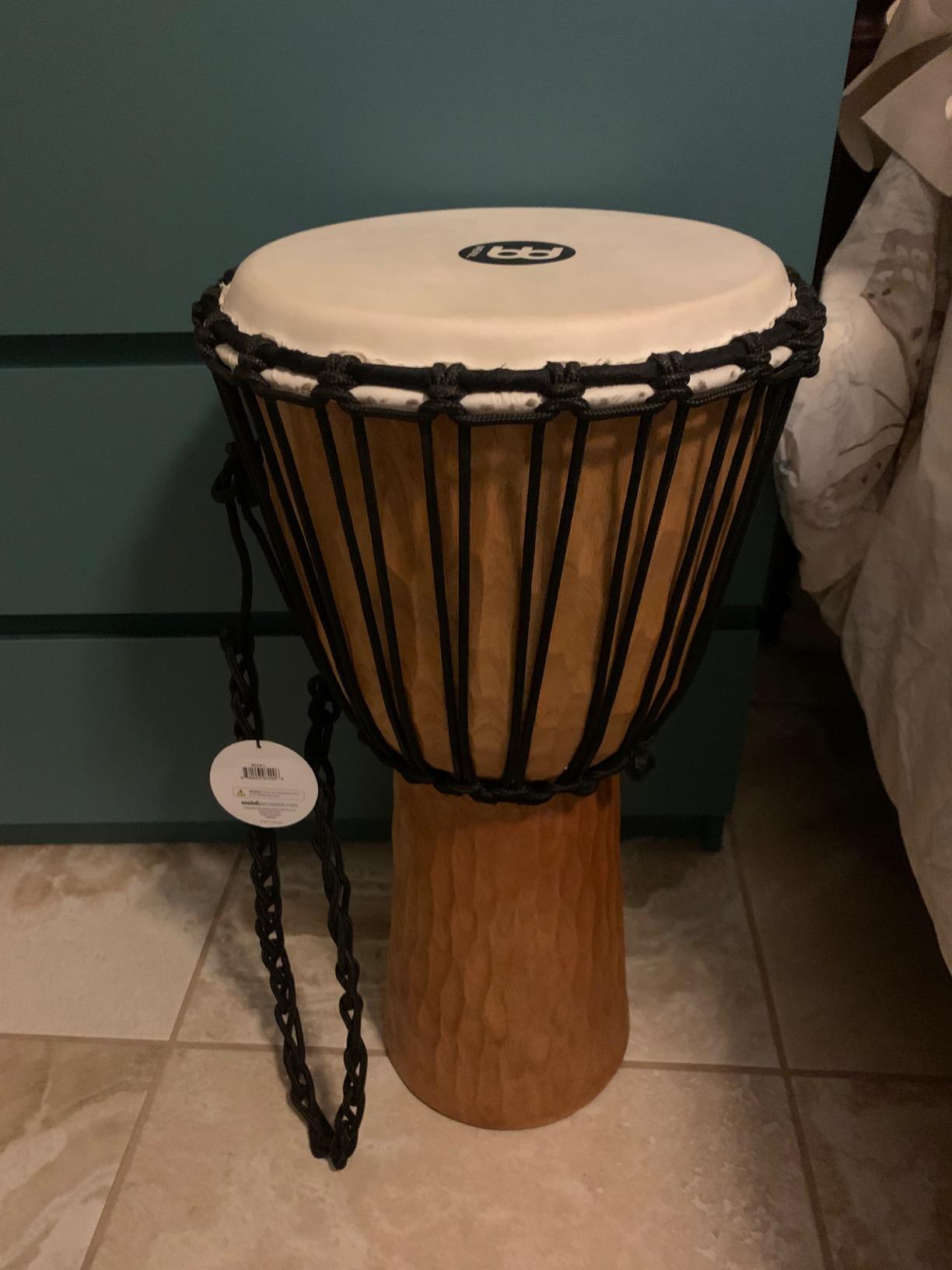 Meinl Percussion Djembe Drum African Hand Drum Instrument for Adults - NOT MADE IN CHINA - Mahogany Wood / Natural Head 12