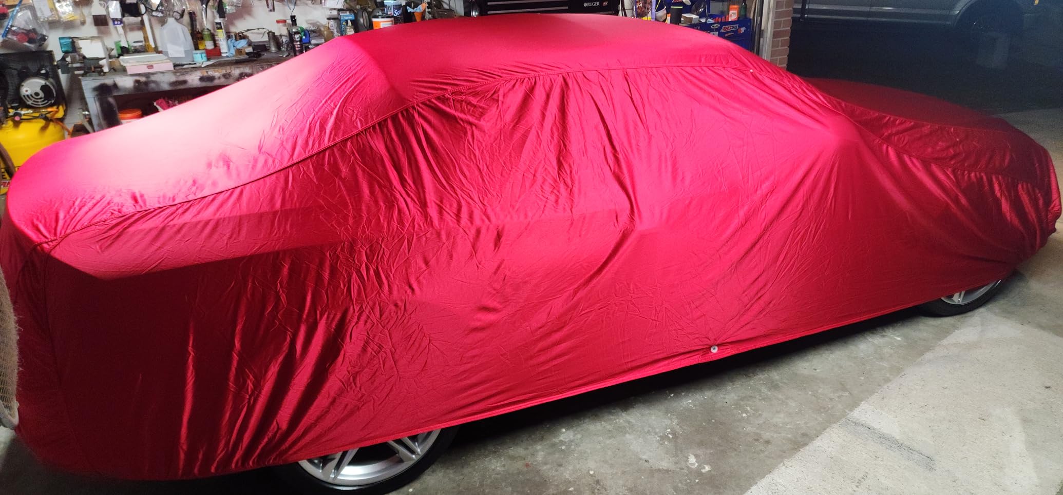 Budge Indoor Stretch Car Cover, Premium Dustproof Protection with Soft Fleece Lining, Breathable Indoor Car Cover Fits Vehicles up to 200 Inches, Black customer photo 2