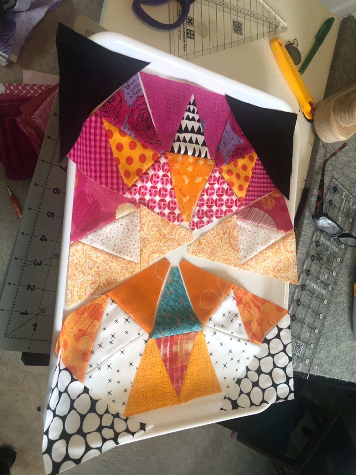 Creative Grids 45 Degree Kaleidoscope & Dresden Plate Quilt Ruler (CGRTKAL45) - Made in USA, 7-1/4in x 8-1/2in, Non-Slip Grip Acrylic Quilting, Sewing, Crafting, Patchwork Ruler & Template customer photo 2