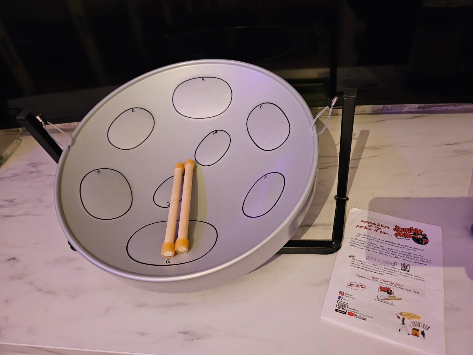 Panyard JJ Jumbie Jam Steel Ready to Play Kit-Silver G-Major with Table Top Stand-Made in USA (W1084) customer photo 1
