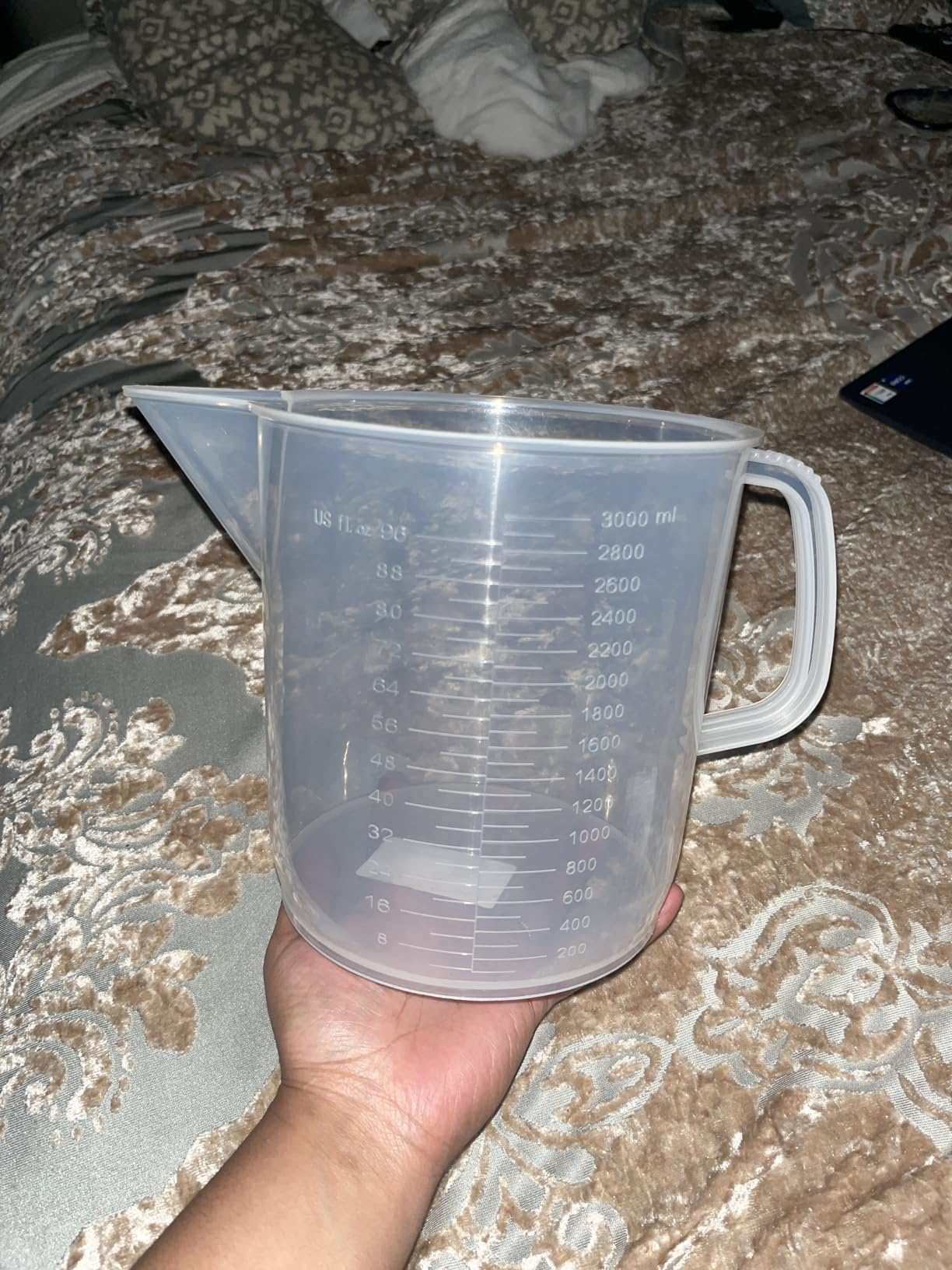 EISCO Plastic Pitcher, 3000mL (3L) - Short Form, Euro Design - Molded Graduations - Chemical Resistant & Autoclavable Polypropylene customer photo 1