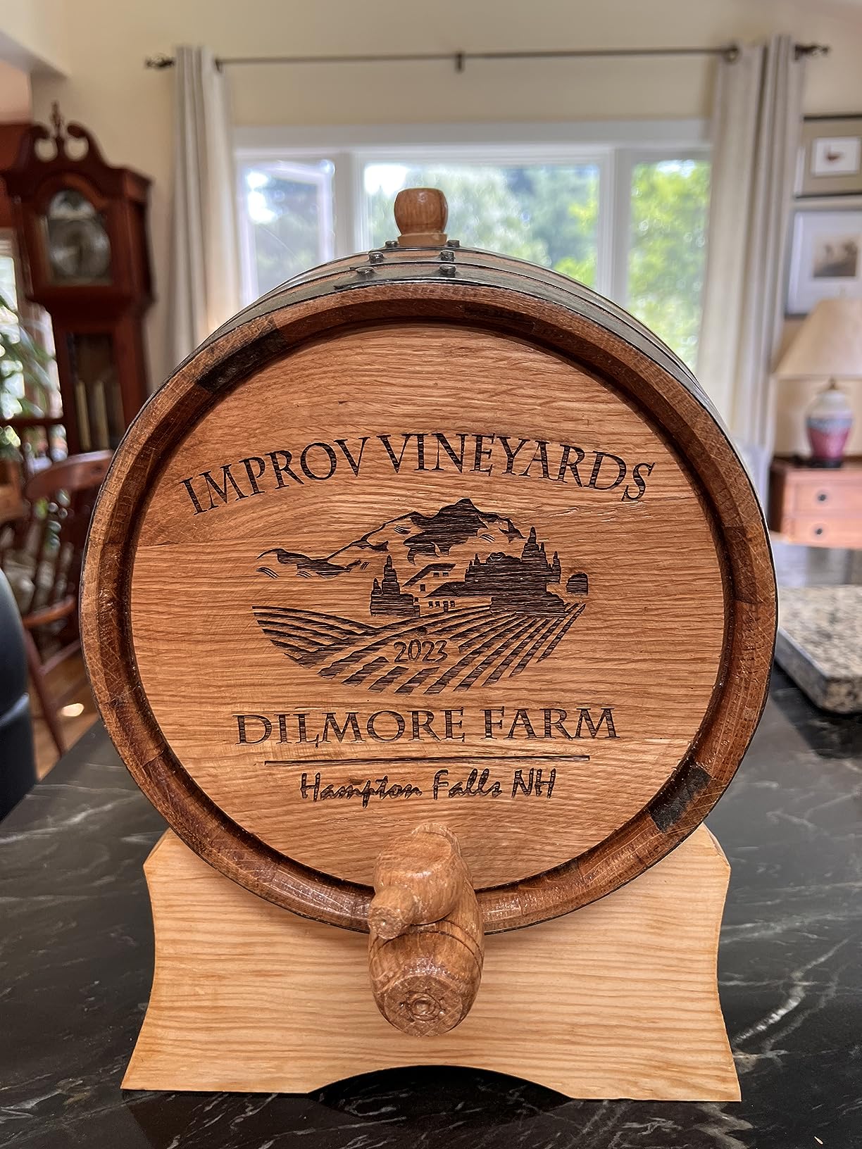 Personalized 5 Gallon Wine Barrel with Stand, Bung and Spigot (20 Liter) - For The Home Brewer, Distiller, Wine Maker and Cocktail Aging Bartender (B314) customer photo 1